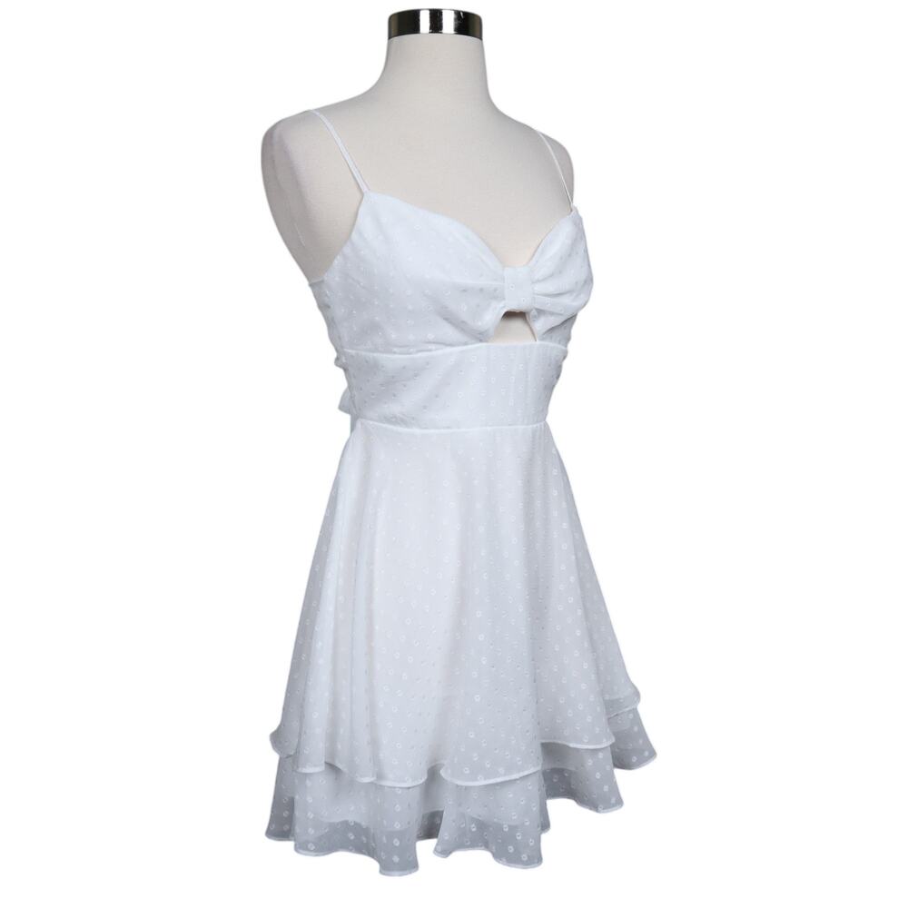 B‎ Darlin Womens Bow Mini Dress Size Small White Bridal Shower Fit Flare Layered - Picture 2 of 12